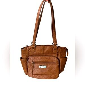 Multi-Sac Brown Vegan Pebbled Leather Purse with lots of storage spaces